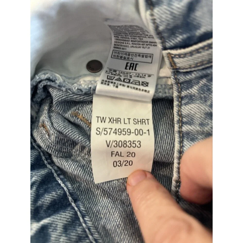 Gap Girls High Rise Adjustable Waist Denim Shorts Distressed Frayed Hem Size 14